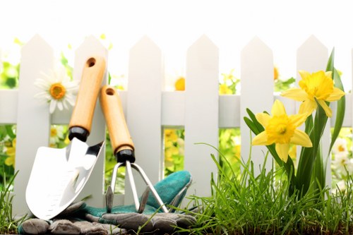 A local landscaping team preparing an Eltham garden for renovation work